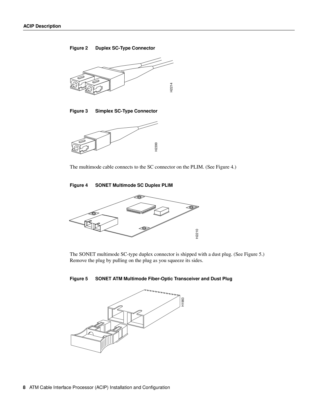 Cisco Systems ACIP-SM(=) manual Duplex SC-Type Connector 