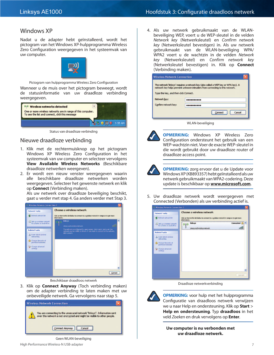 Cisco Systems AE1000 manual Windows XP 