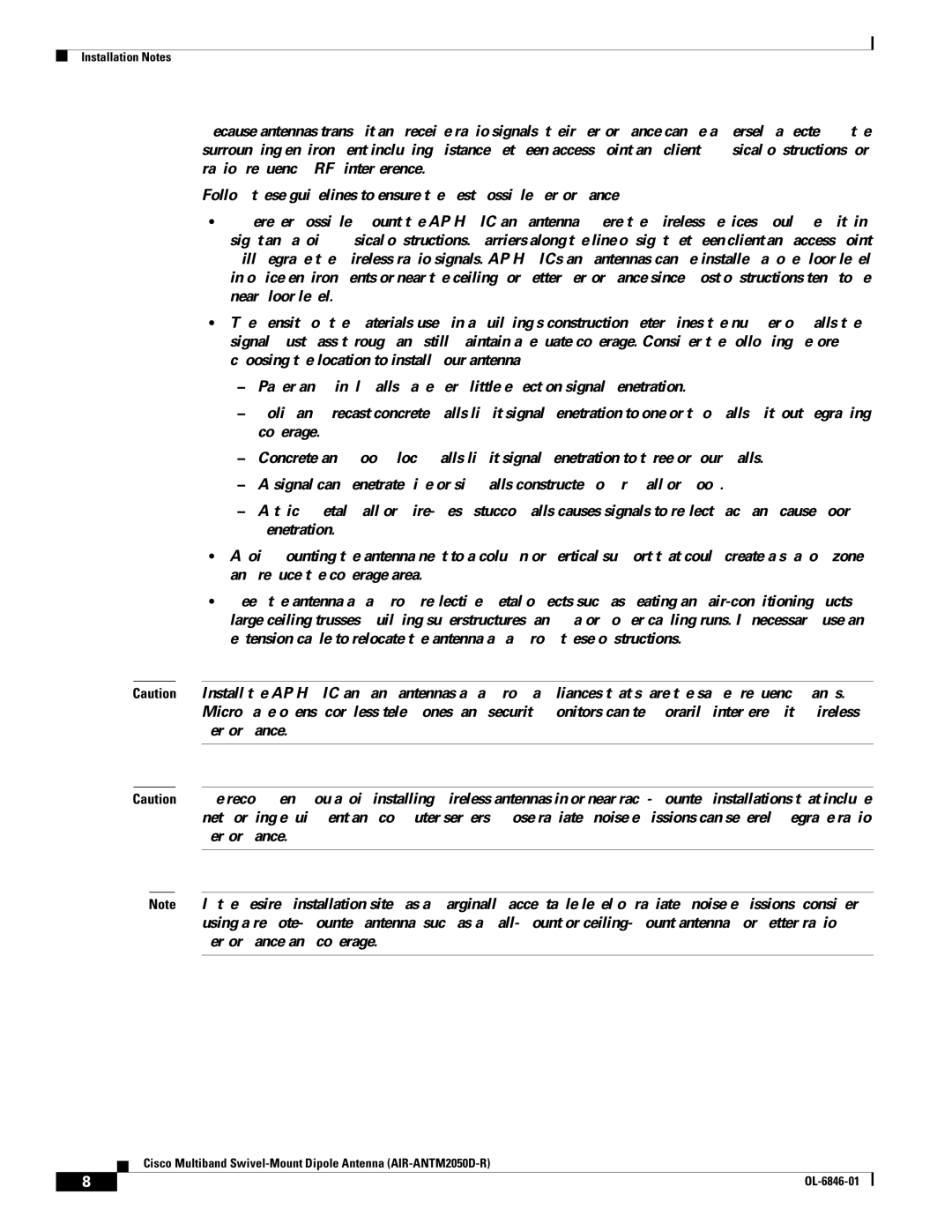 Cisco Systems AIR-ANTM2050D-R warranty Installation Notes 