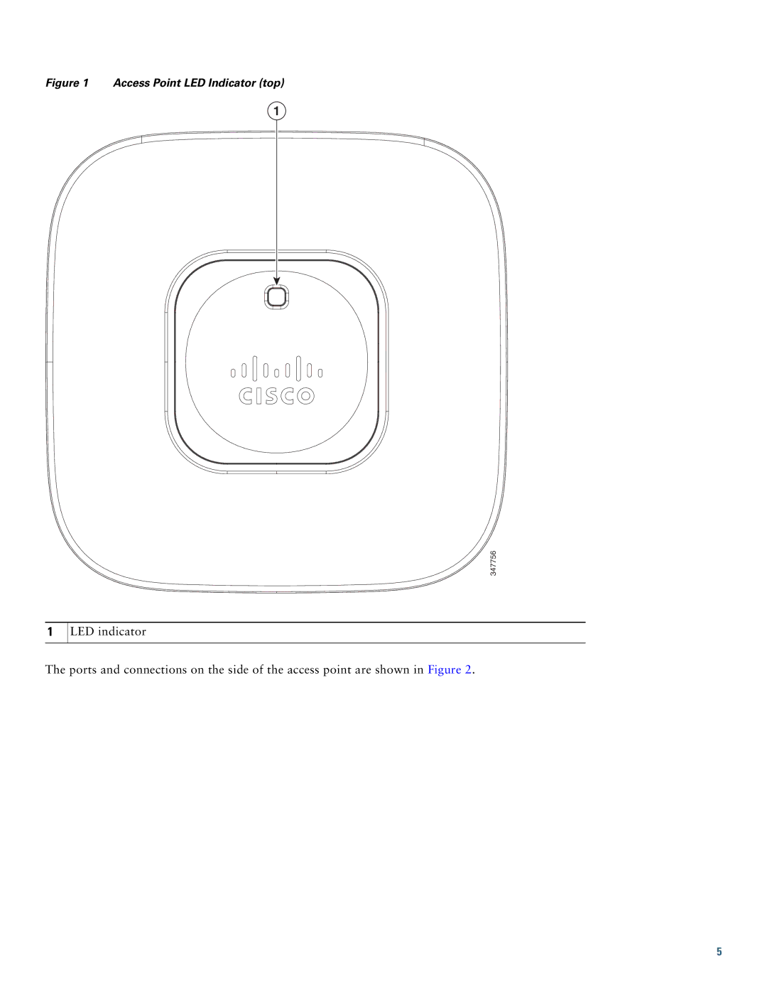 Cisco Systems AIR-CAP702I-x-K9 specifications Access Point LED Indicator top 