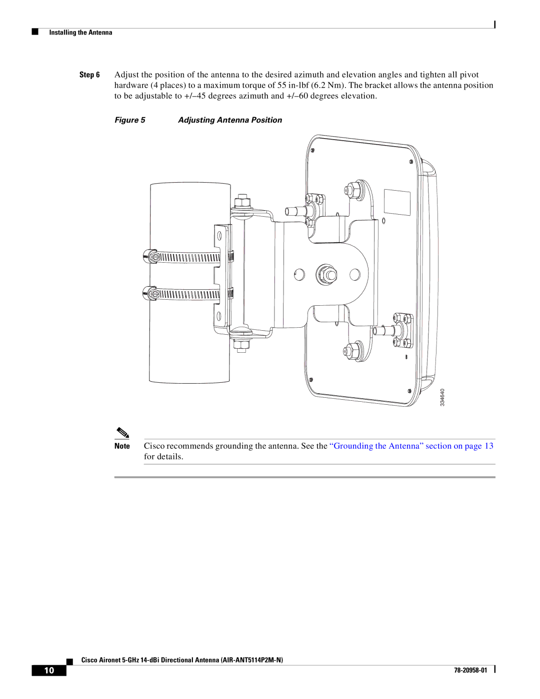 Cisco Systems AIRANT5114P2MN specifications Adjusting Antenna Position 