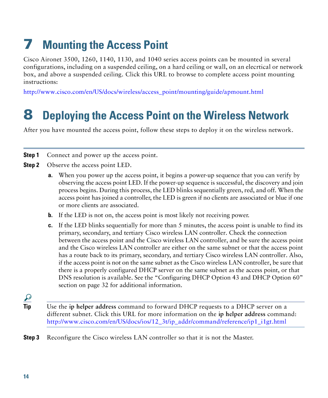 Cisco Systems AIRAP1041NAK9 specifications Mounting the Access Point, Deploying the Access Point on the Wireless Network 