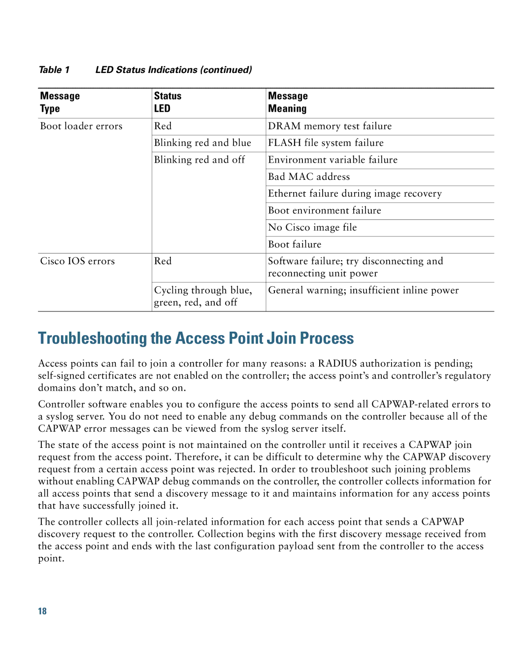 Cisco Systems AIRAP1041NAK9 specifications Troubleshooting the Access Point Join Process 