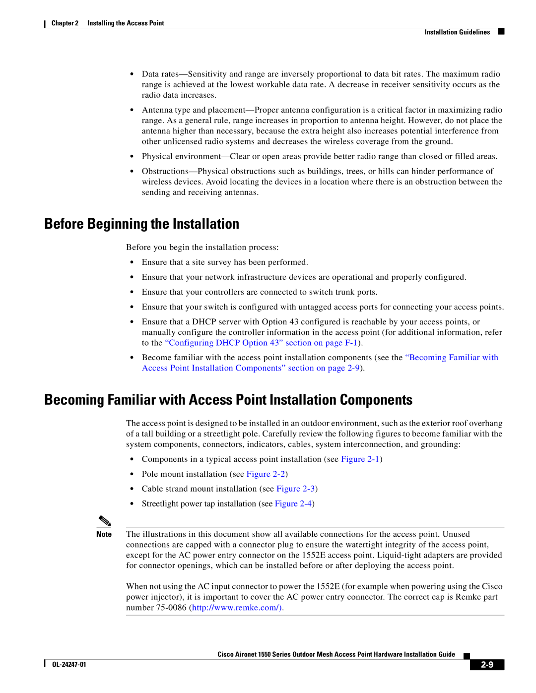 Cisco Systems AIRCAP1552EUAK9, AIRCAP1552EAK9RF, AIRPWRINJ15002 manual Before Beginning the Installation 