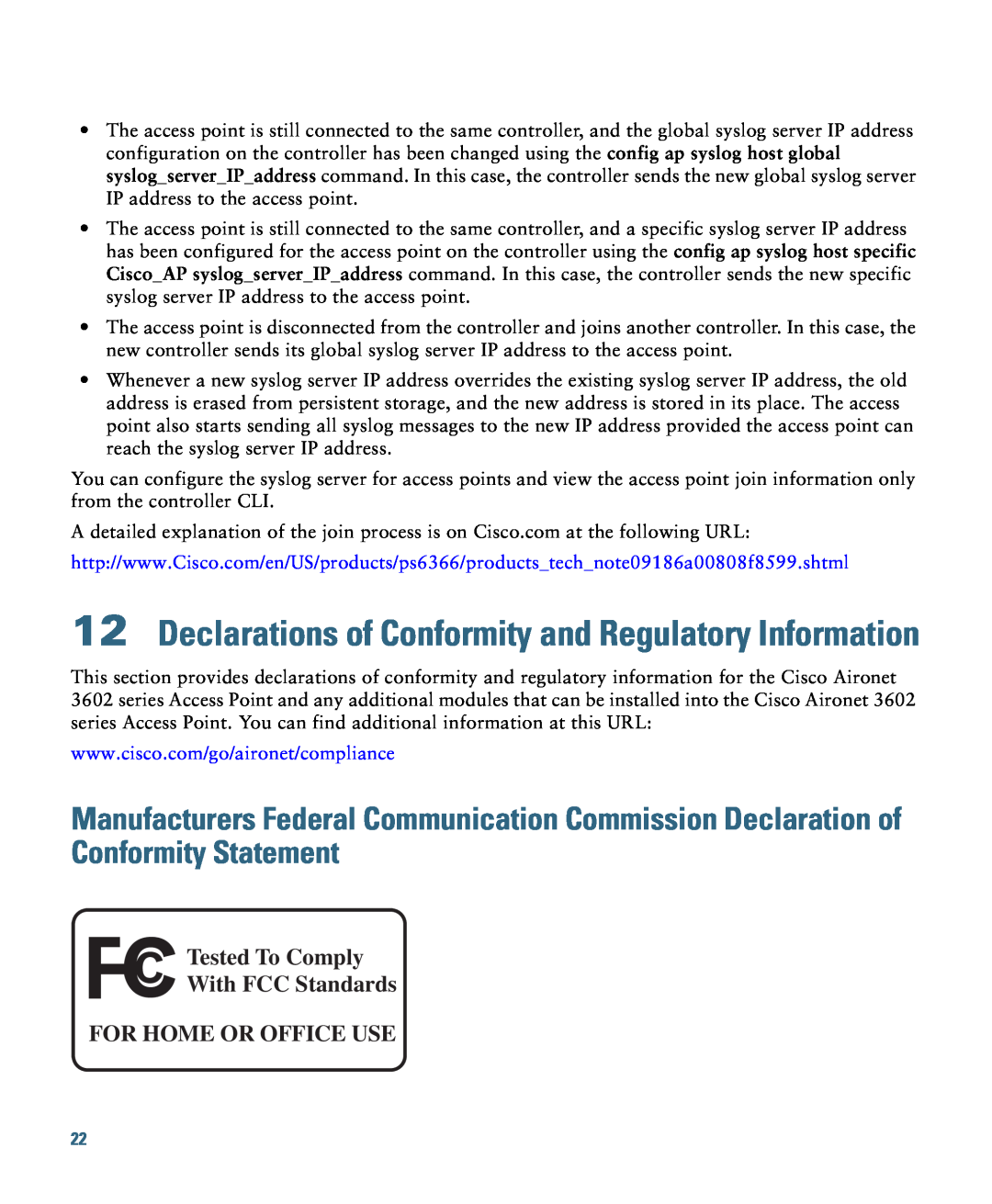 Cisco Systems AIRCAP3602EAK9, AIRCAP3602ITK9, AIRCAP3602IAK9RF Declarations of Conformity and Regulatory Information 