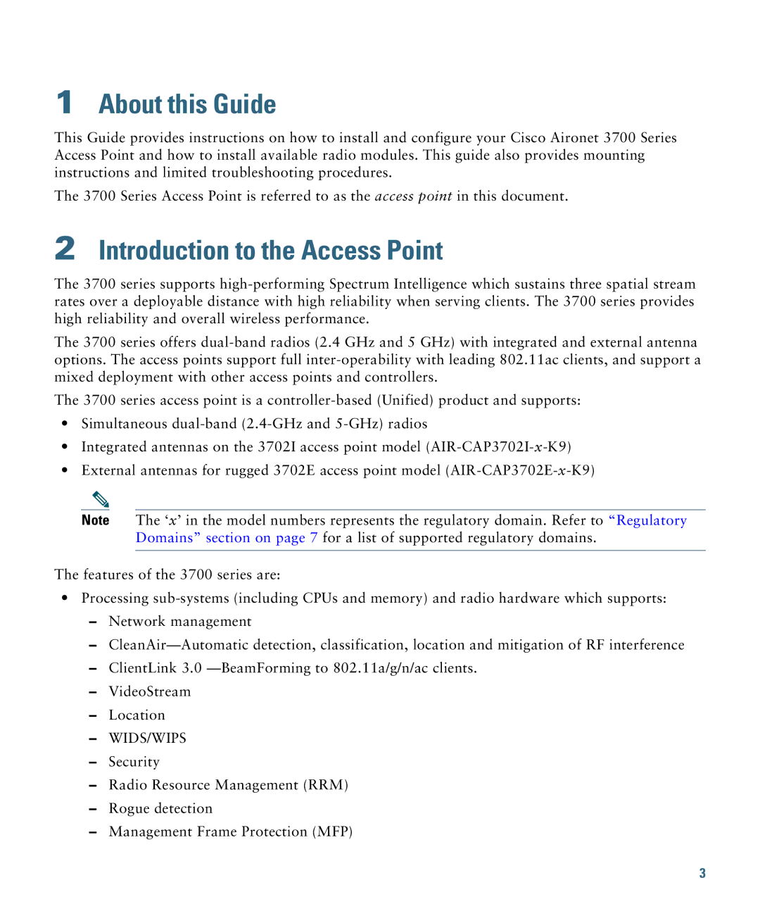 Cisco Systems AIRCAP3702IAK9 specifications About this Guide, Introduction to the Access Point 