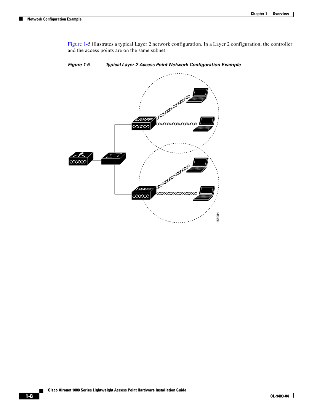 Cisco Systems AIRONET 1000 manual Typical Layer 2 Access Point Network Configuration Example 