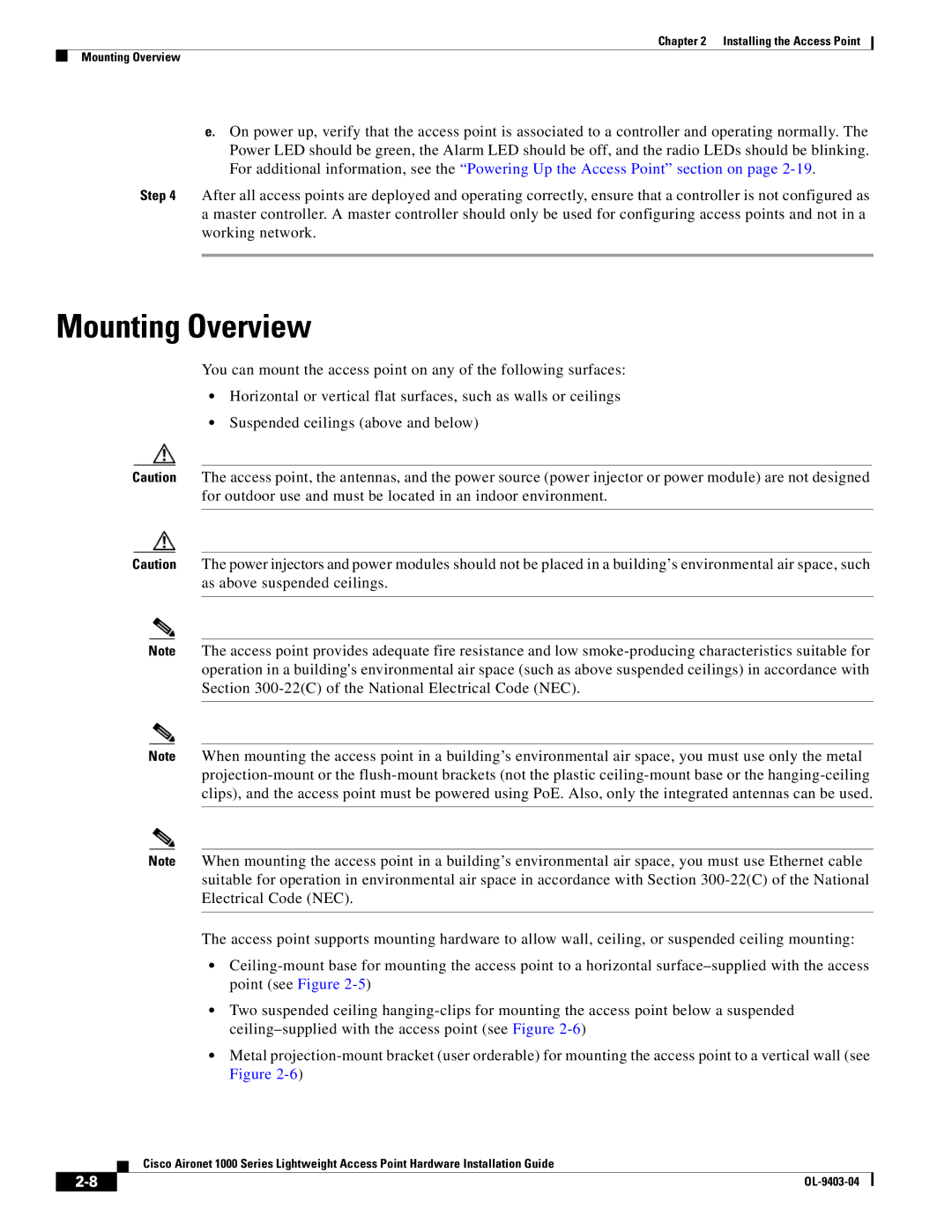 Cisco Systems AIRONET 1000 manual Mounting Overview 