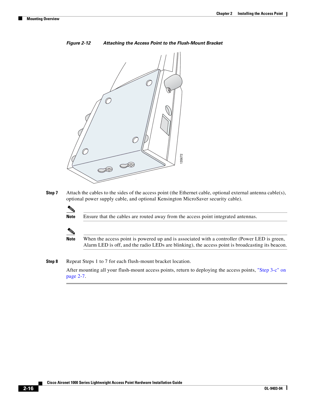 Cisco Systems AIRONET 1000 manual Attaching the Access Point to the Flush-Mount Bracket 