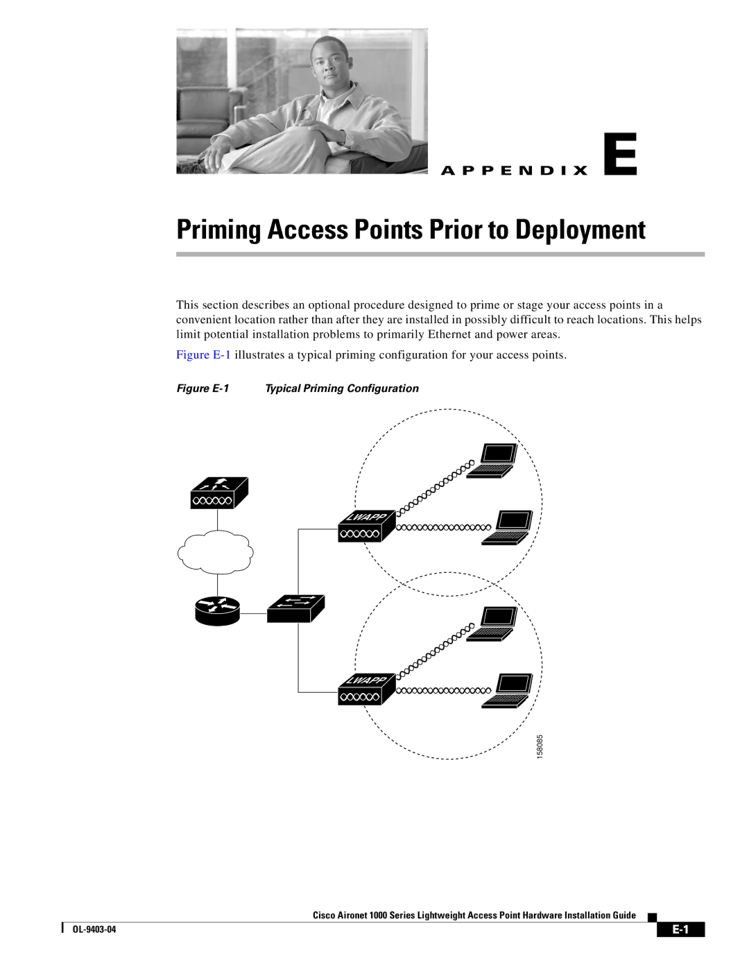 Cisco Systems AIRONET 1000 manual Priming Access Points Prior to Deployment, Figure E-1 Typical Priming Configuration 