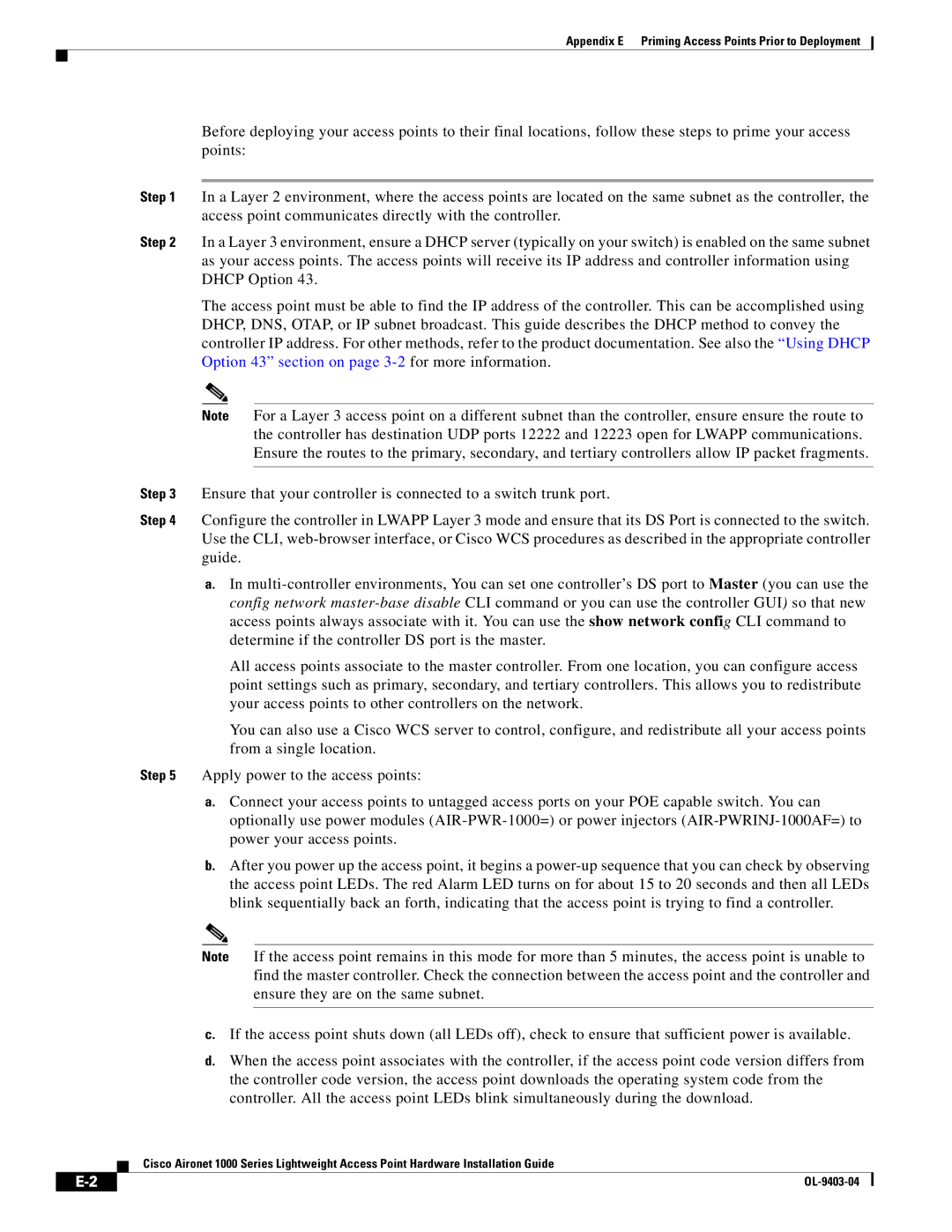 Cisco Systems AIRONET 1000 manual Appendix E Priming Access Points Prior to Deployment 