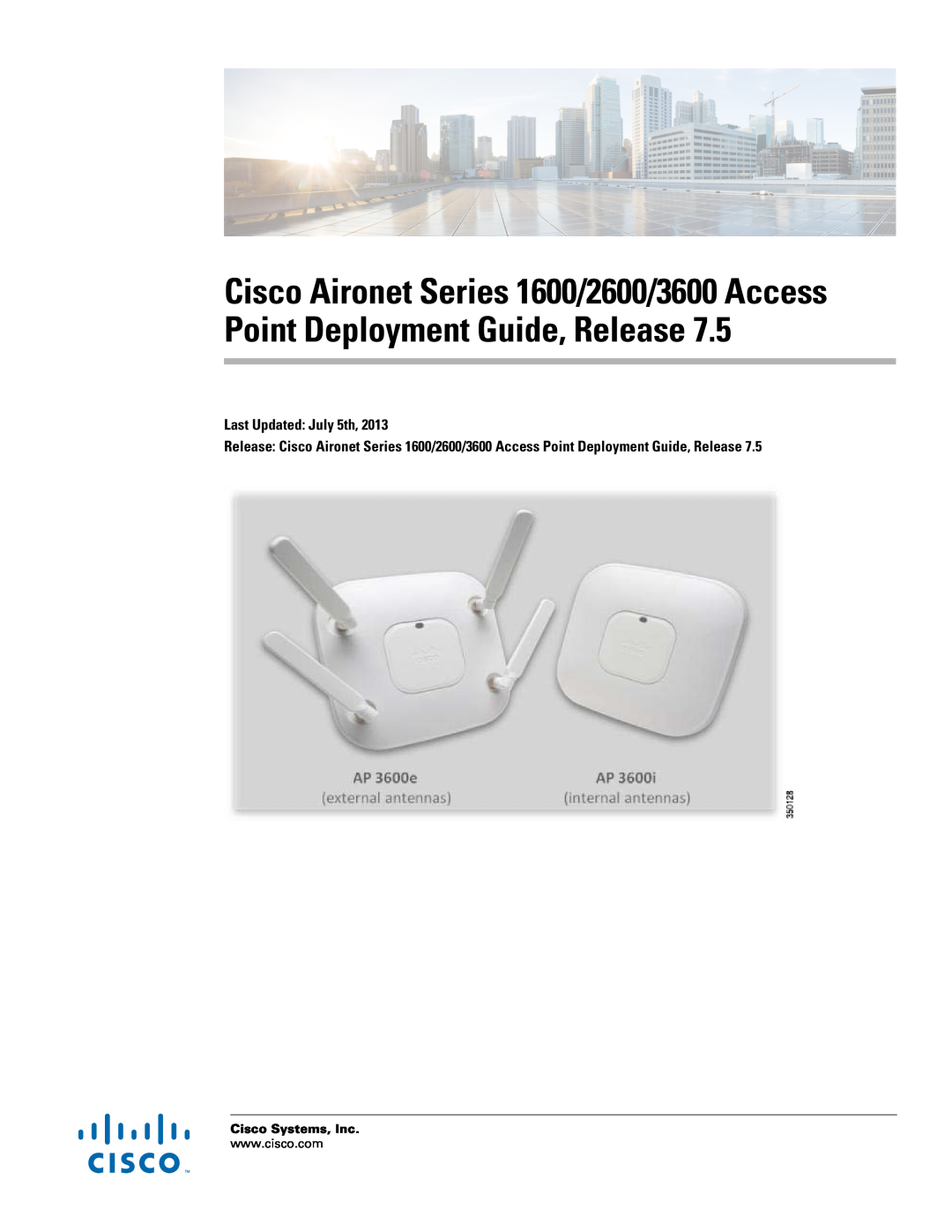Cisco Systems AIRRM3000ACAK9 manual Last Updated July 5th, Cisco Systems, Inc 