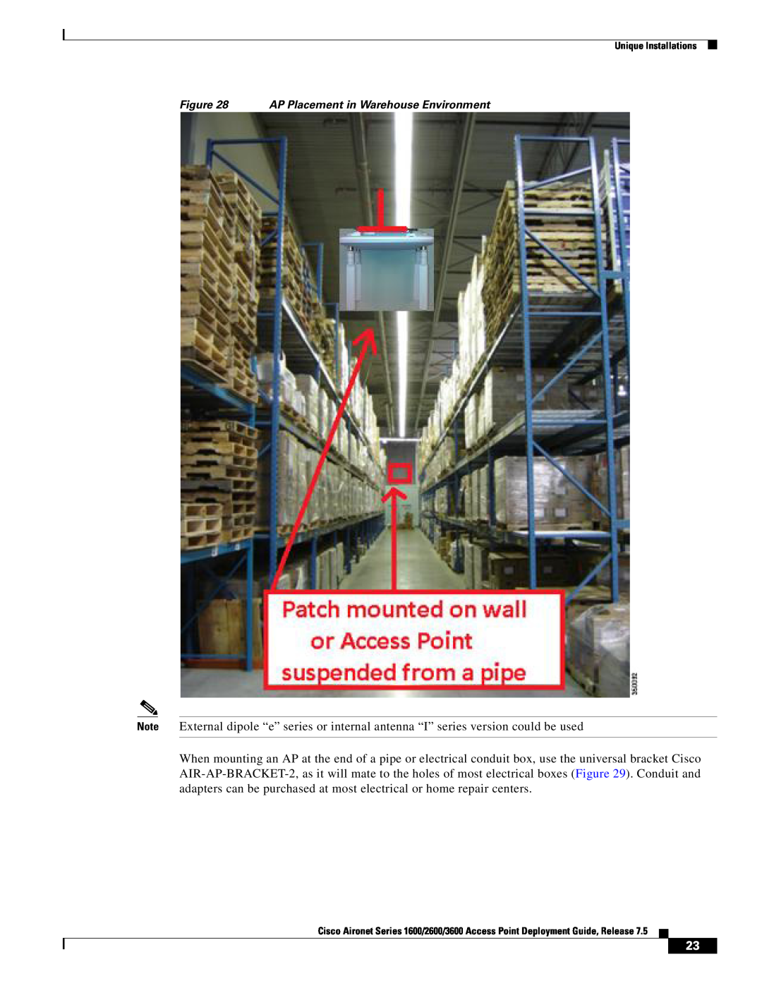 Cisco Systems AIRRM3000ACAK9 manual AP Placement in Warehouse Environment 
