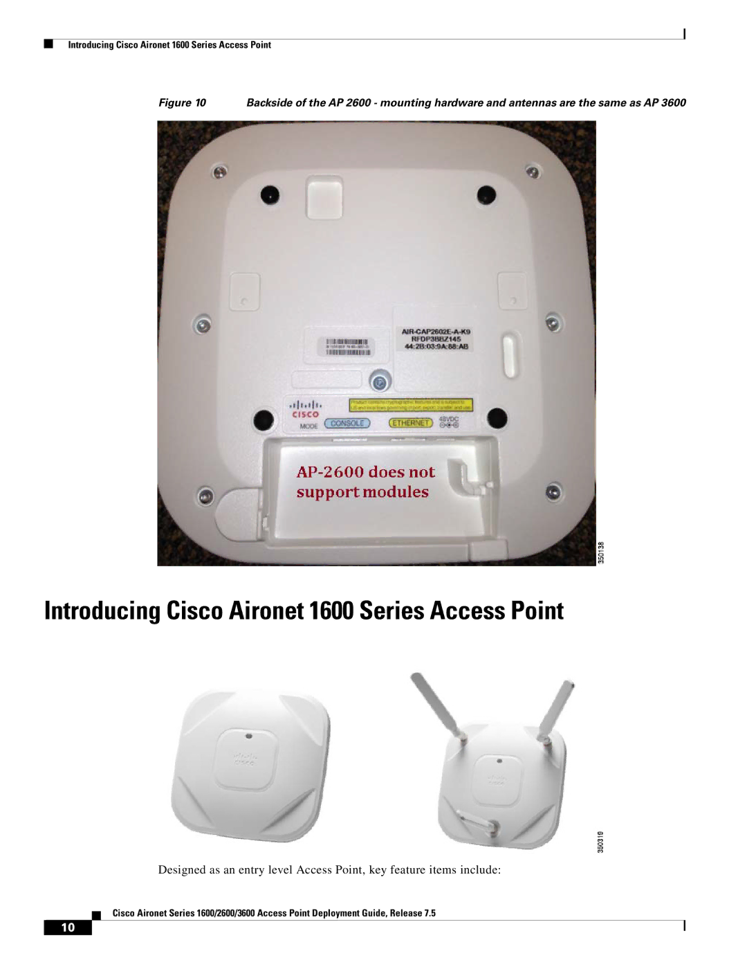 Cisco Systems AIRRM3000ACAK9 manual Introducing Cisco Aironet 1600 Series Access Point 