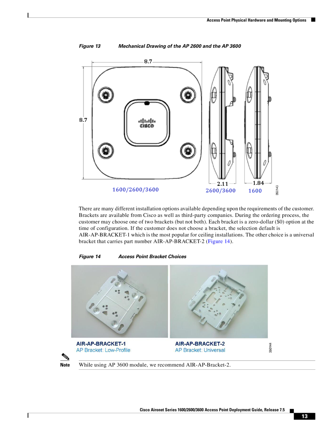 Cisco Systems AIRRM3000ACAK9 manual Mechanical Drawing of the AP 2600 and the AP 