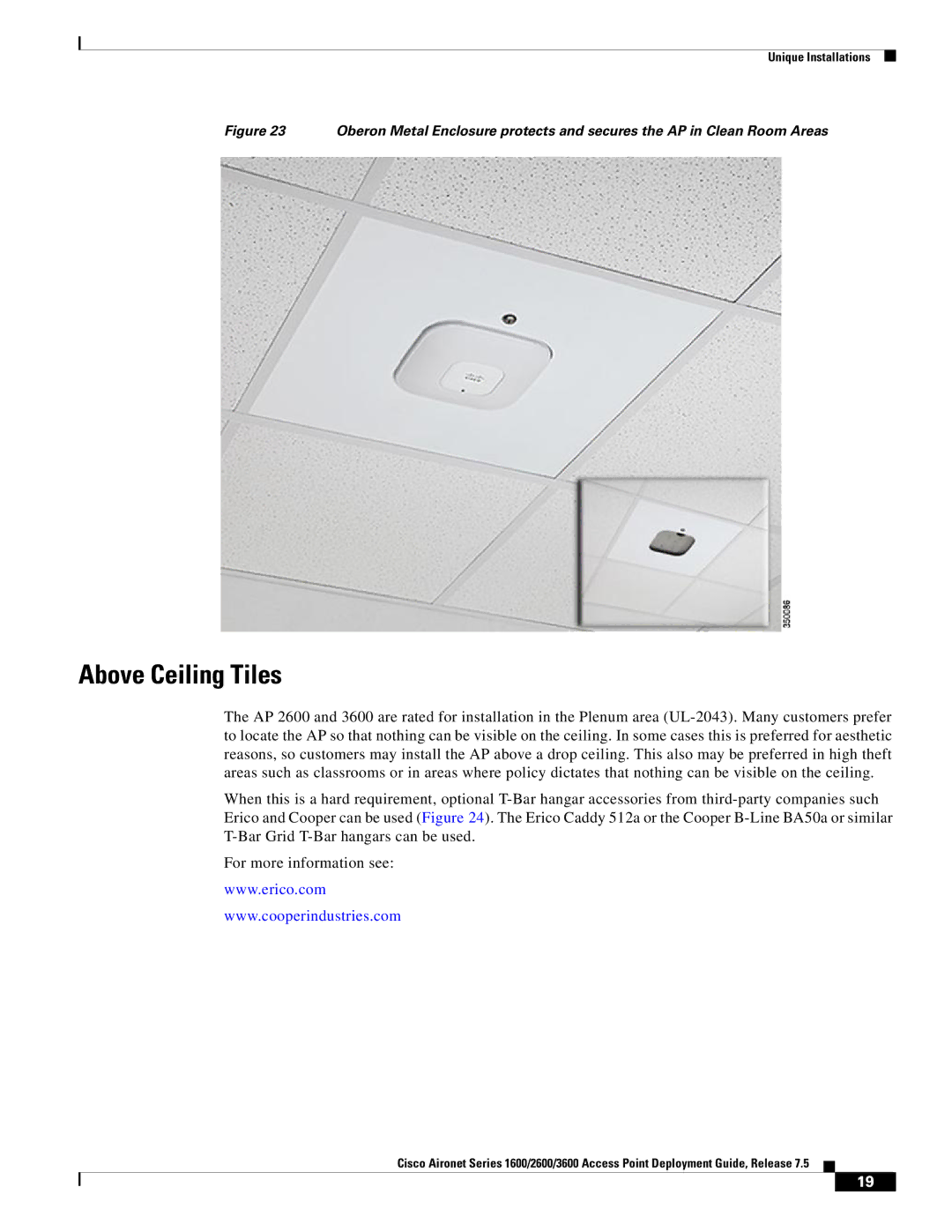 Cisco Systems AIRRM3000ACAK9 manual Above Ceiling Tiles 