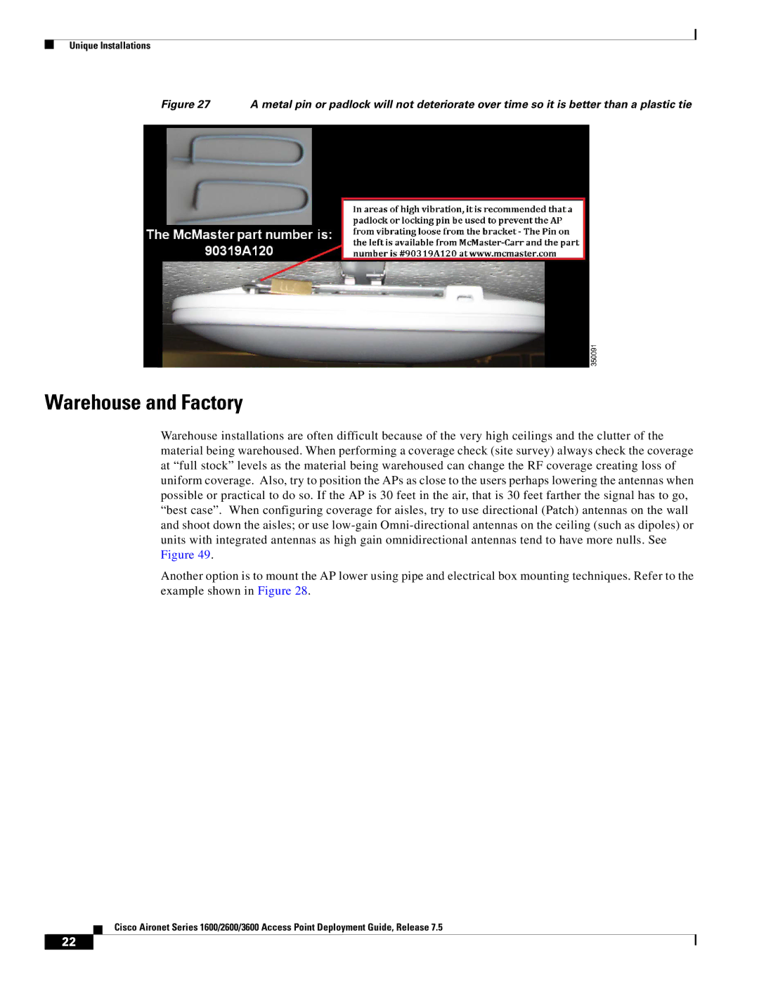 Cisco Systems AIRRM3000ACAK9 manual Warehouse and Factory 