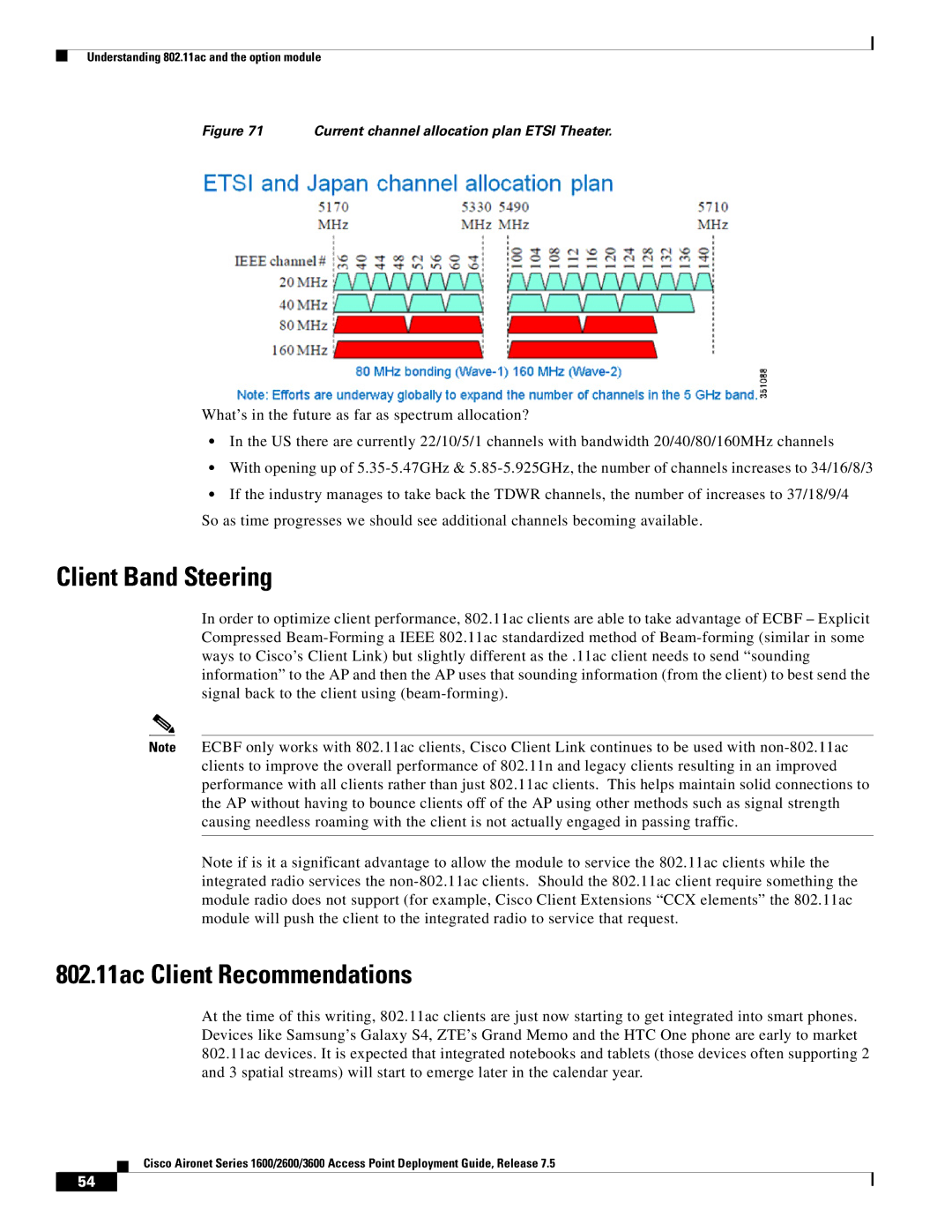 Cisco Systems AIRRM3000ACAK9 manual Client Band Steering, 802.11ac Client Recommendations 