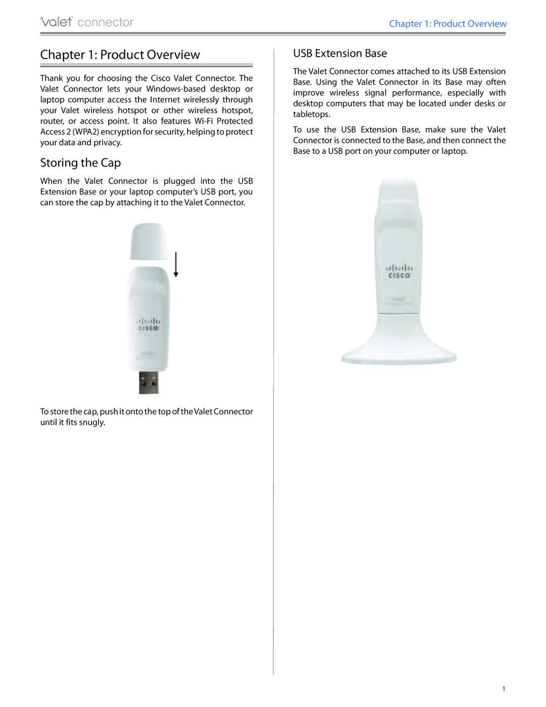 Cisco Systems AM10 manual Product Overview, Storing the Cap, USB Extension Base 