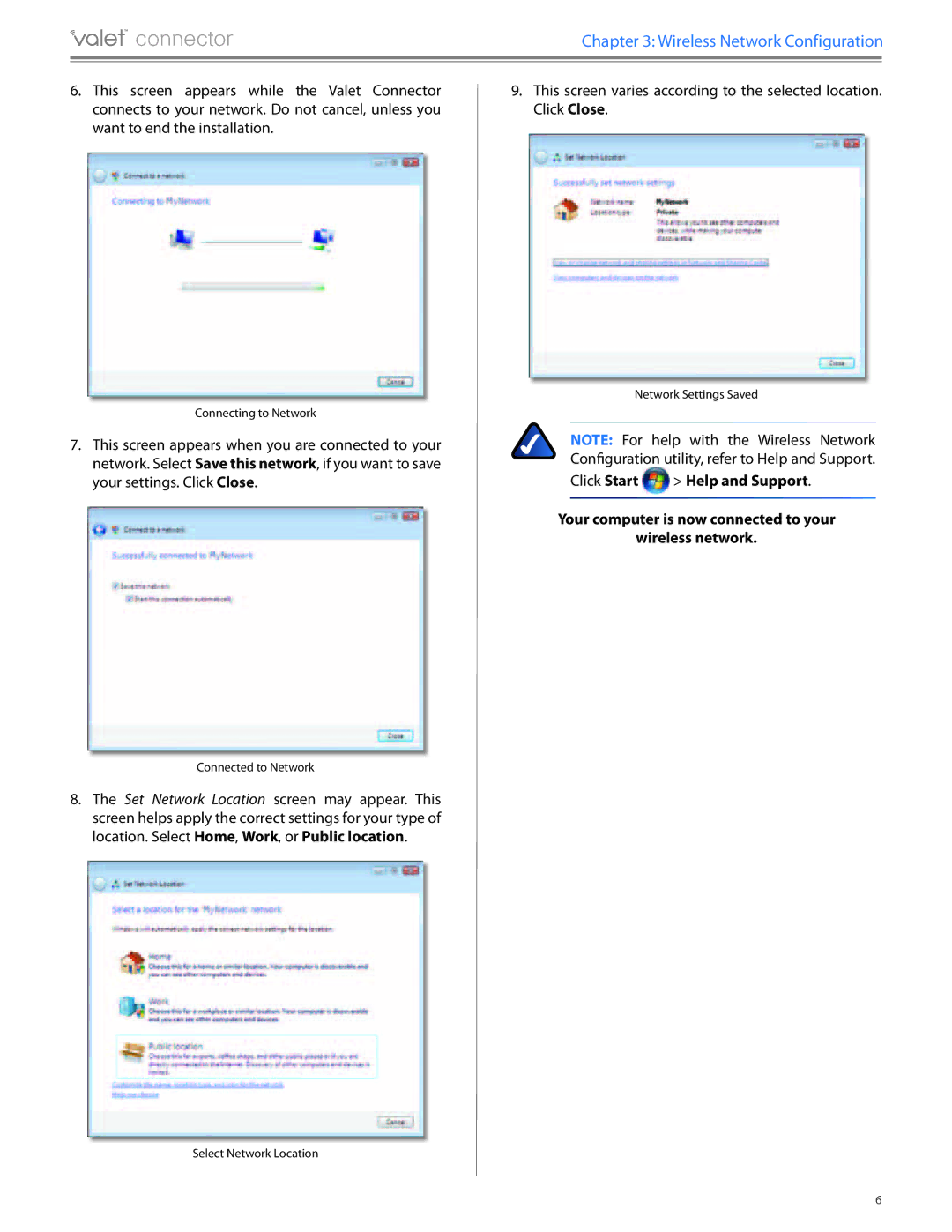 Cisco Systems AM10 manual Wireless Network Configuration, This screen appears while the Valet Connector 