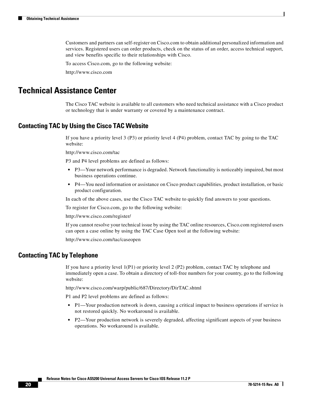 Cisco Systems AS5200 manual Technical Assistance Center, Contacting TAC by Using the Cisco TAC Website 