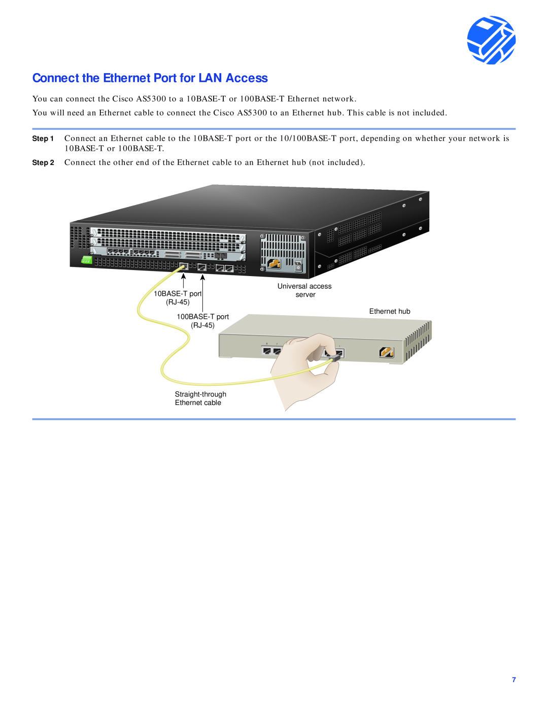 Cisco Systems AS5300 quick start Connect the Ethernet Port for LAN Access 