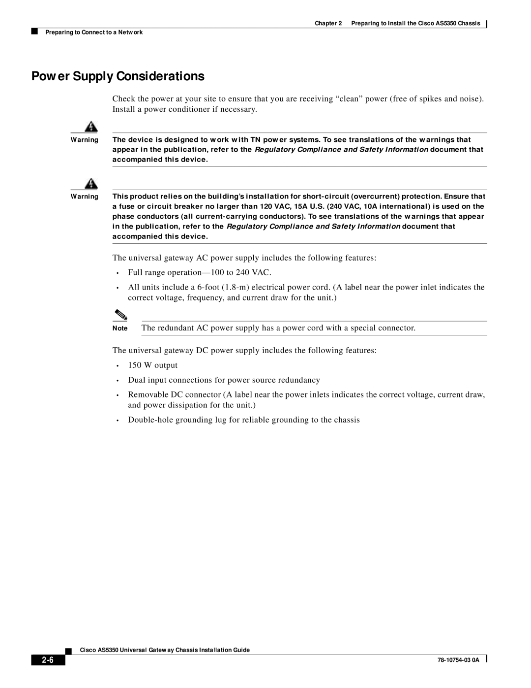 Cisco Systems AS5350 manual Power Supply Considerations 