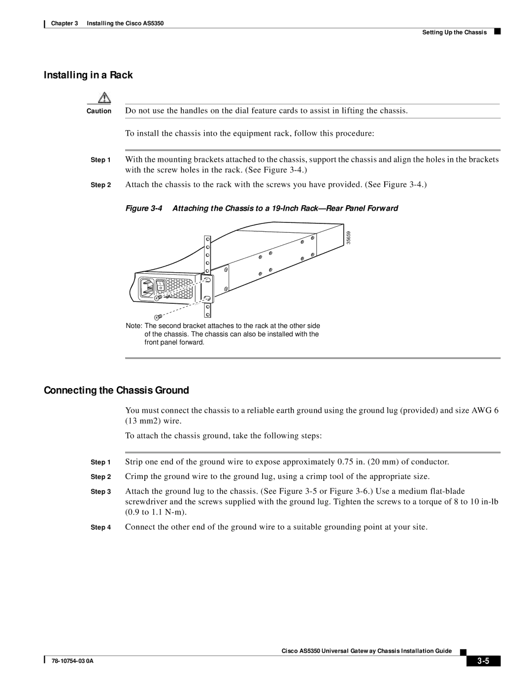 Cisco Systems AS5350 manual Installing in a Rack 