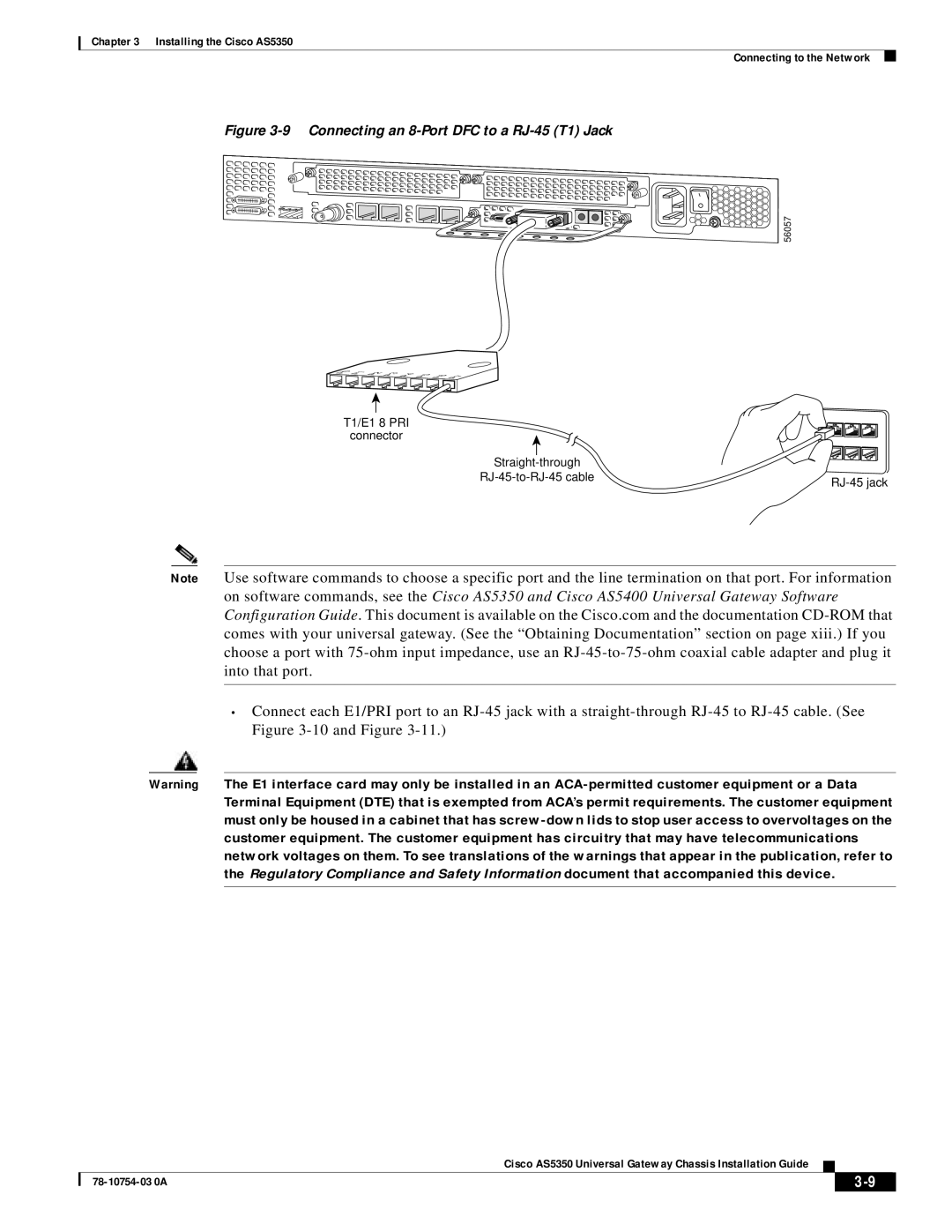 Cisco Systems AS5350 manual Connecting an 8-Port DFC to a RJ-45 T1 Jack 