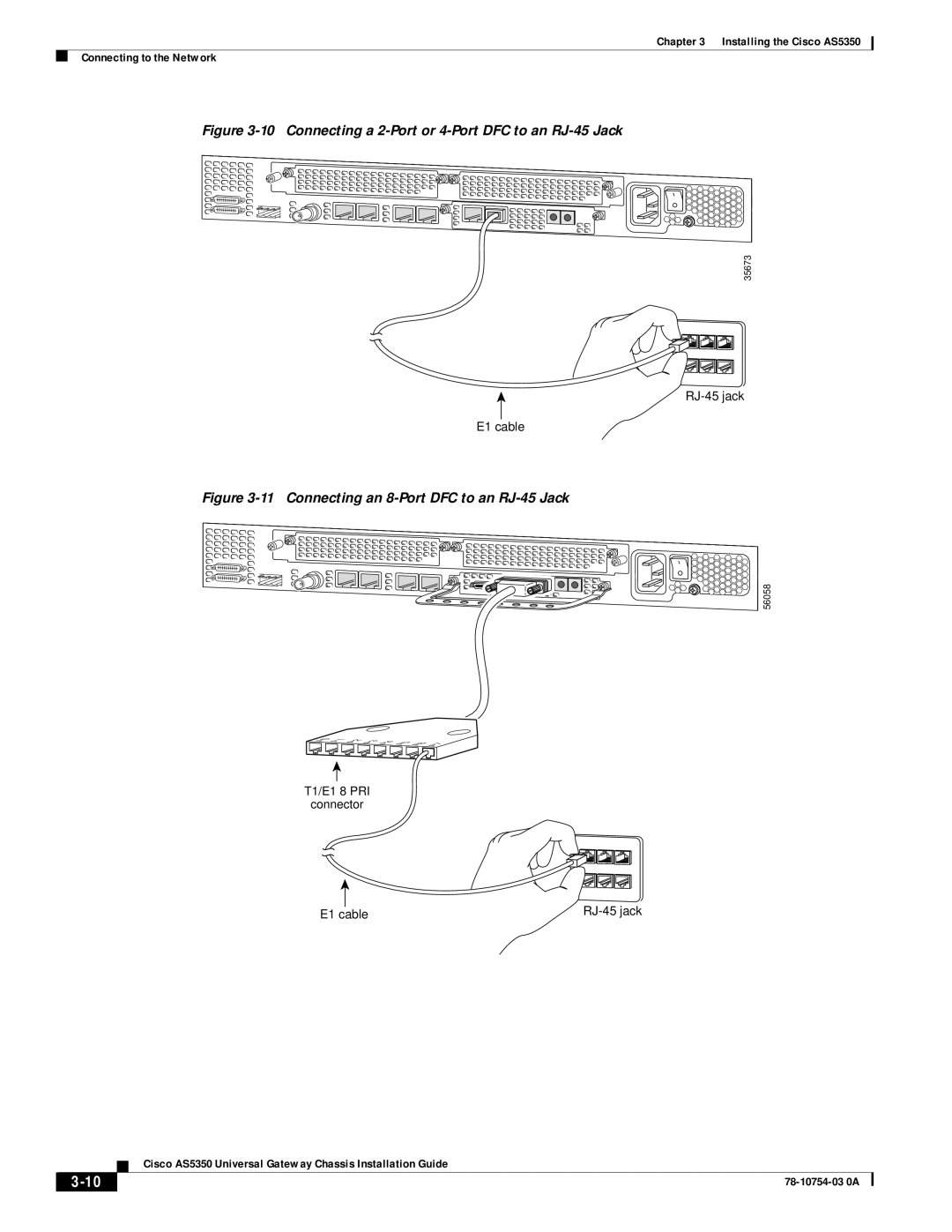 Cisco Systems AS5350 manual Connecting a 2-Port or 4-Port DFC to an RJ-45 Jack 