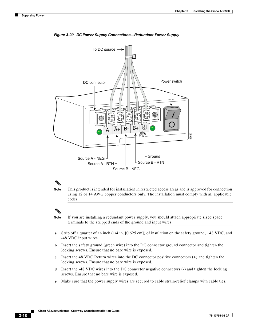 Cisco Systems AS5350 manual DC Power Supply Connections-Redundant Power Supply 