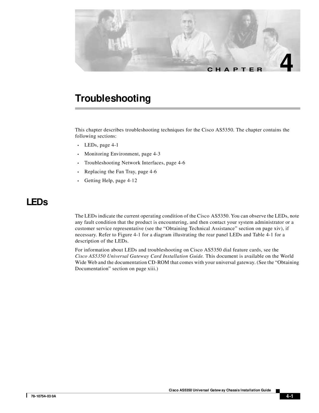 Cisco Systems AS5350 manual Troubleshooting, LEDs 