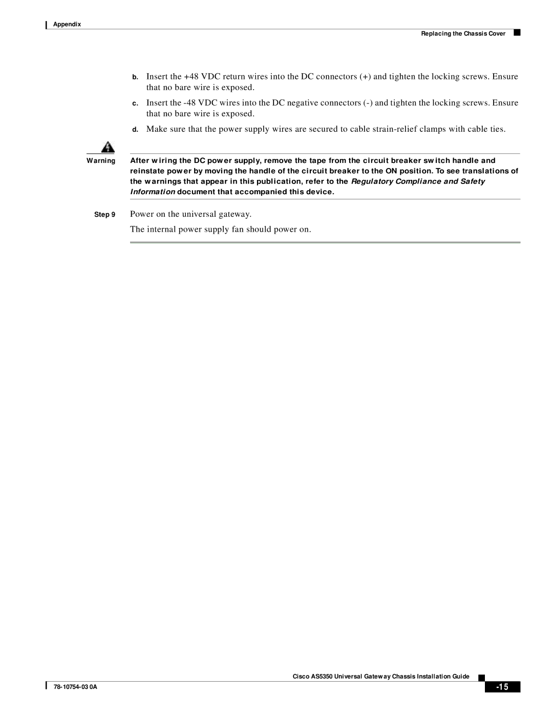 Cisco Systems AS5350 manual Appendix Replacing the Chassis Cover 