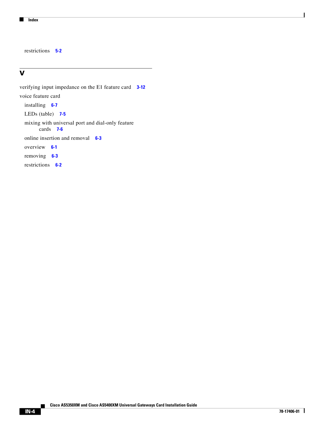 Cisco Systems AS5350XM, AS5400XM manual IN-4 