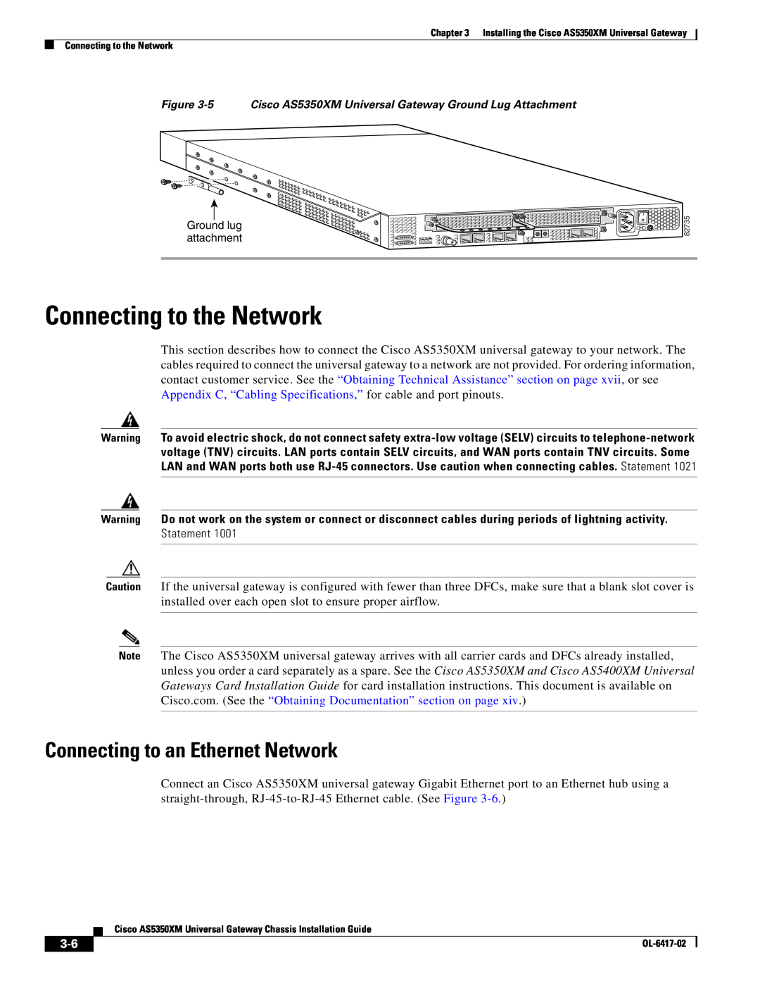Cisco Systems AS5350XM manual Connecting to the Network, Connecting to an Ethernet Network 