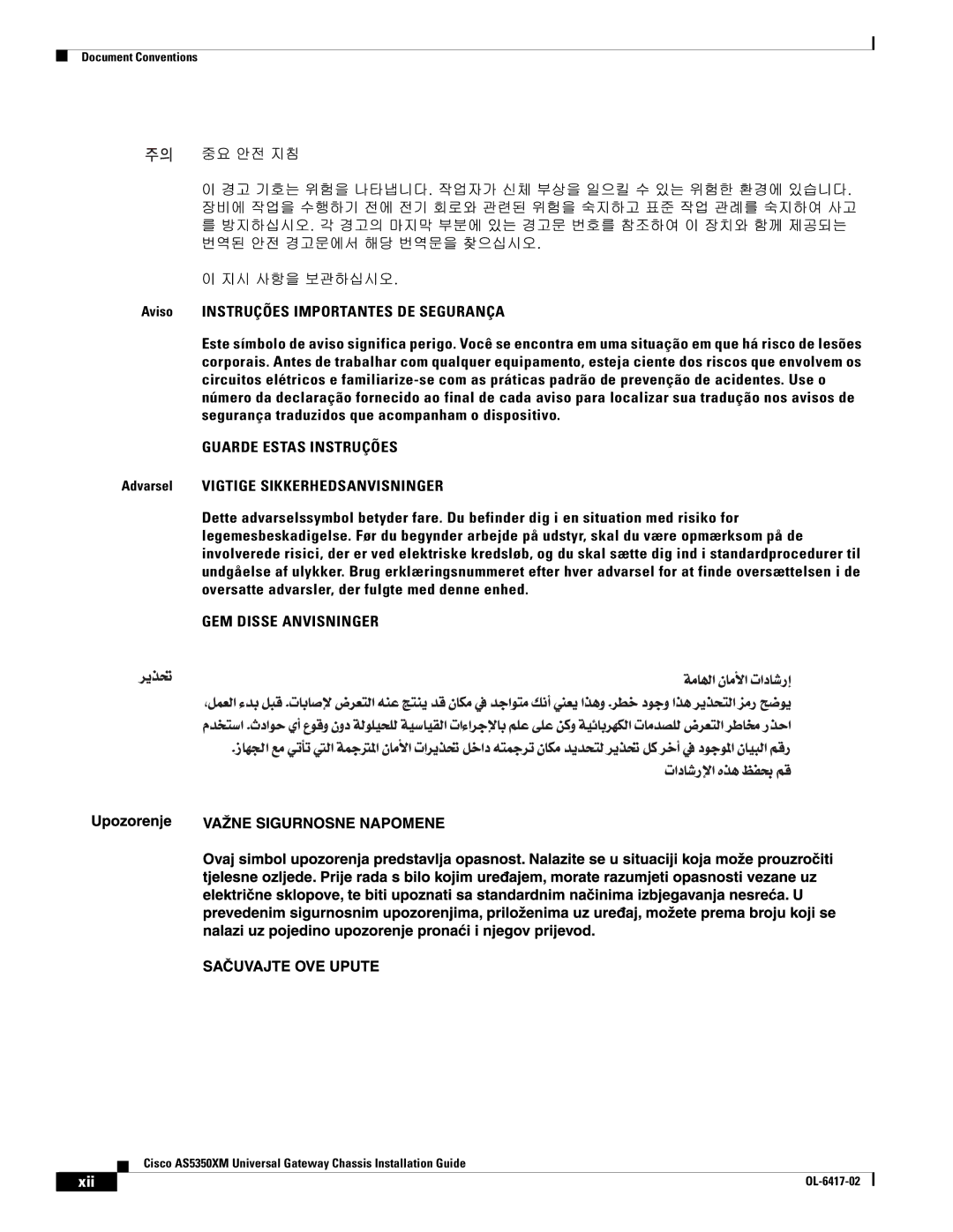 Cisco Systems AS5350XM manual GEM Disse Anvisninger, Xii 