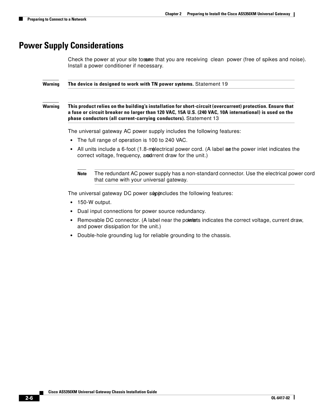 Cisco Systems AS5350XM manual Power Supply Considerations 