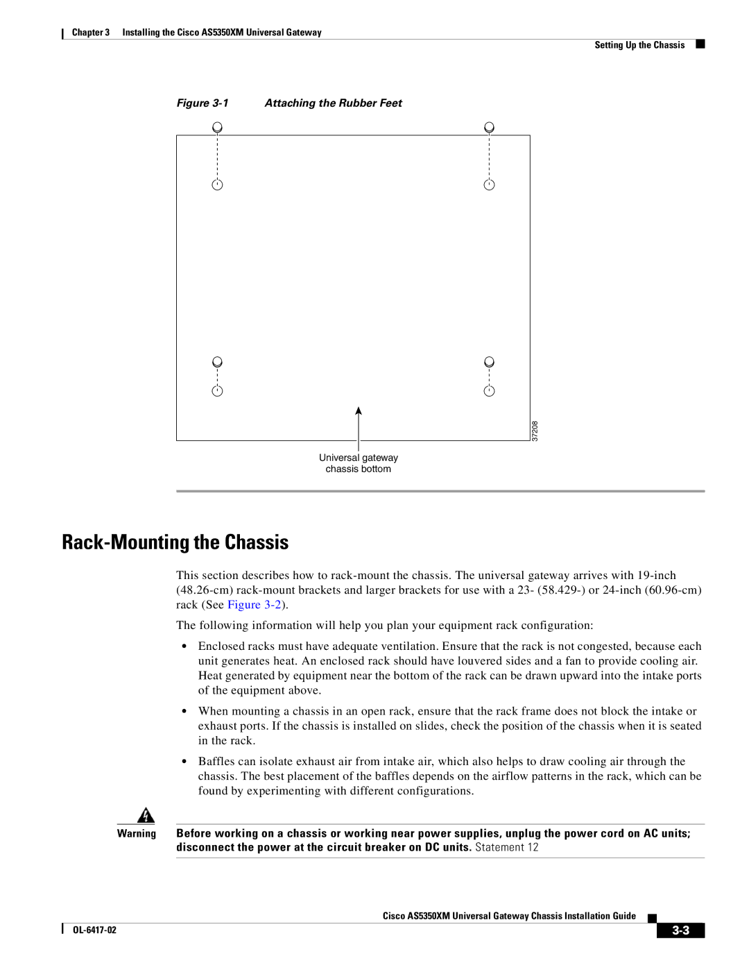 Cisco Systems AS5350XM manual Rack-Mounting the Chassis, Attaching the Rubber Feet 