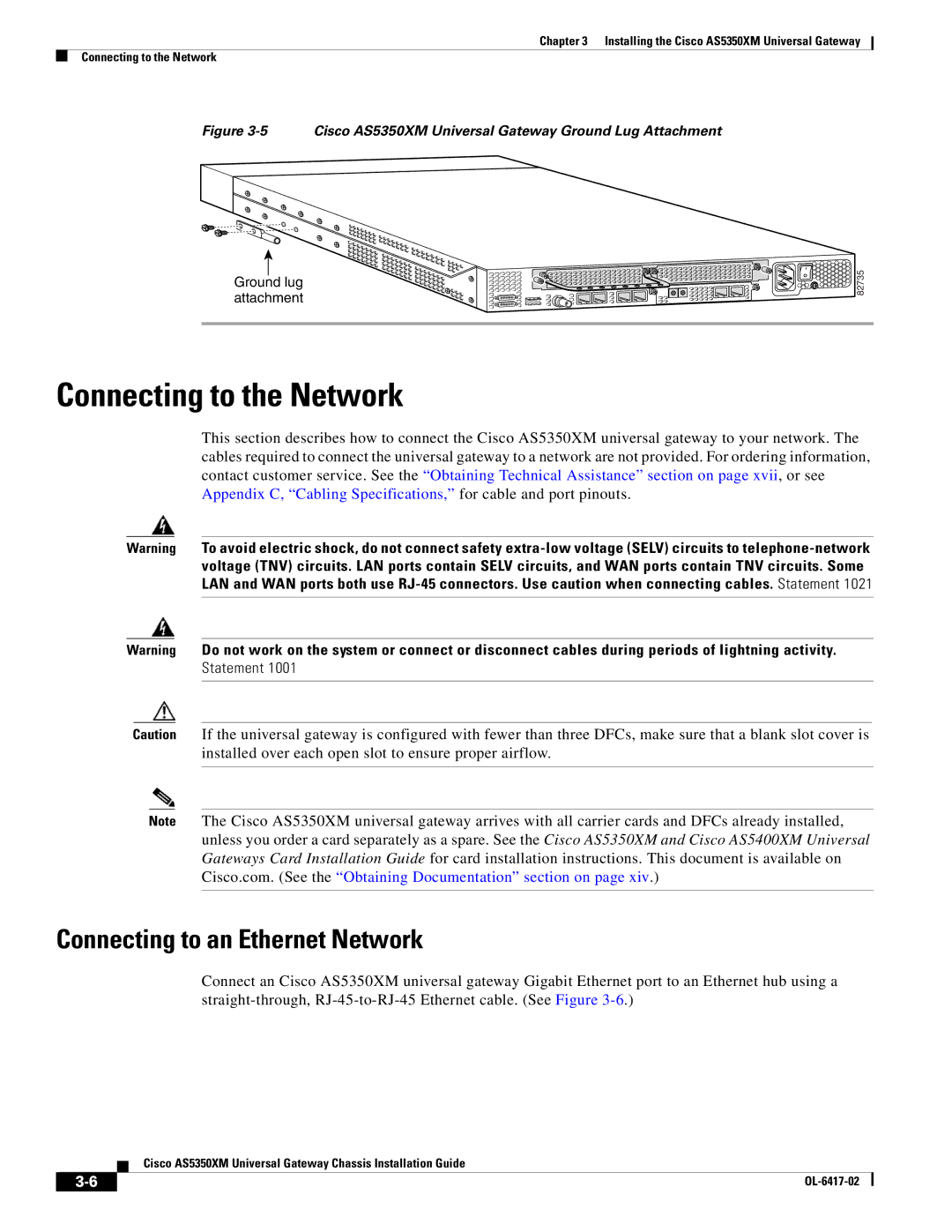 Cisco Systems AS5350XM manual Connecting to the Network, Connecting to an Ethernet Network 