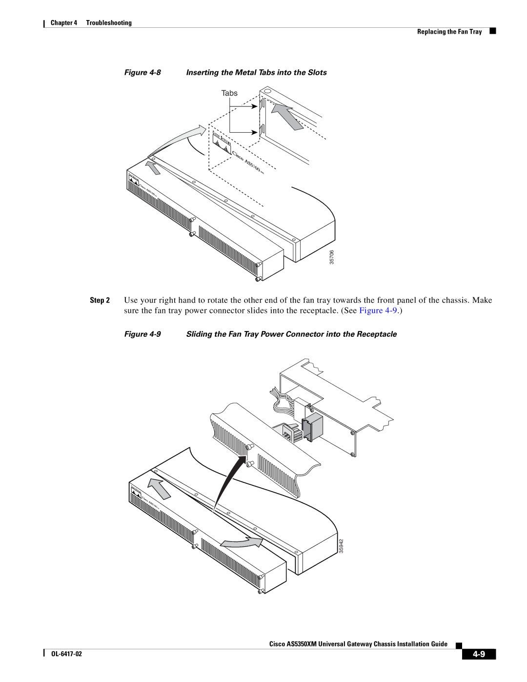 Cisco Systems AS5350XM manual Inserting the Metal Tabs into the Slots 