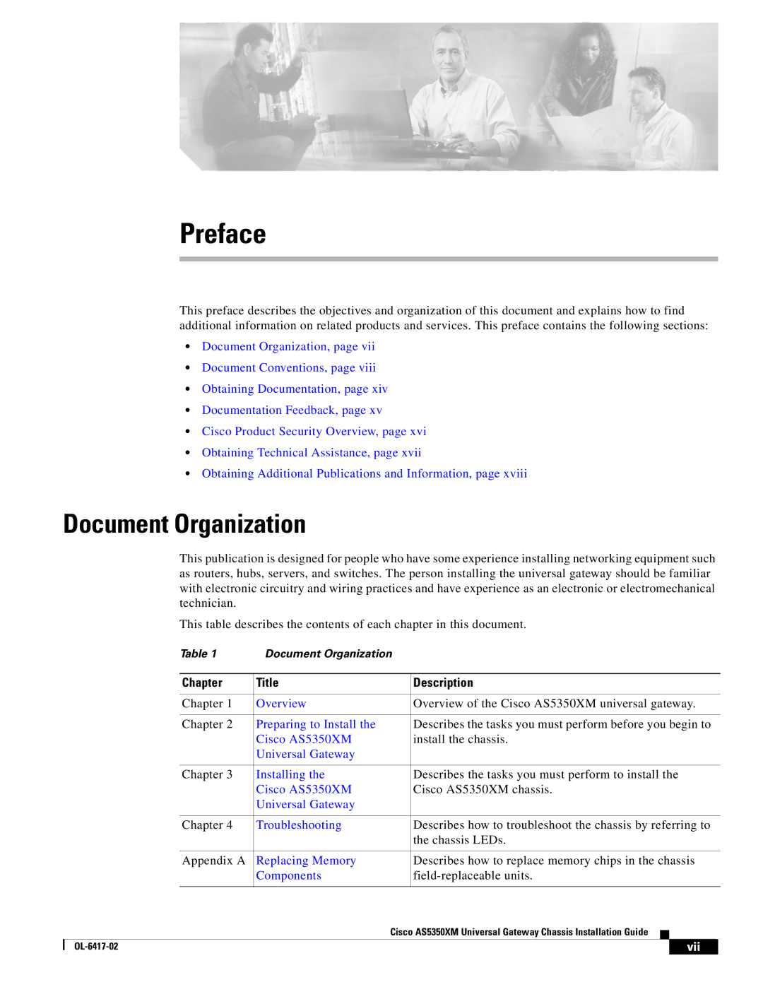 Cisco Systems AS5350XM manual Document Organization, Vii 