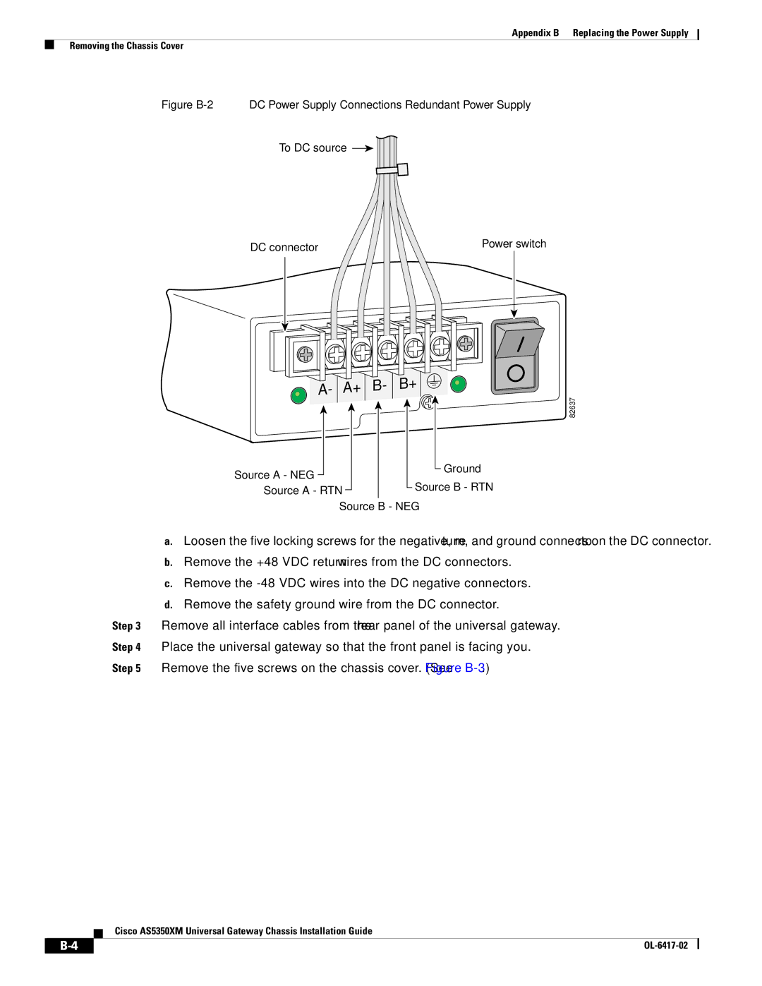 Cisco Systems AS5350XM manual To DC source DC connector 