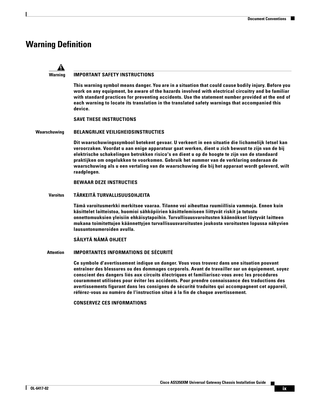 Cisco Systems AS5350XM manual Bewaar Deze Instructies 