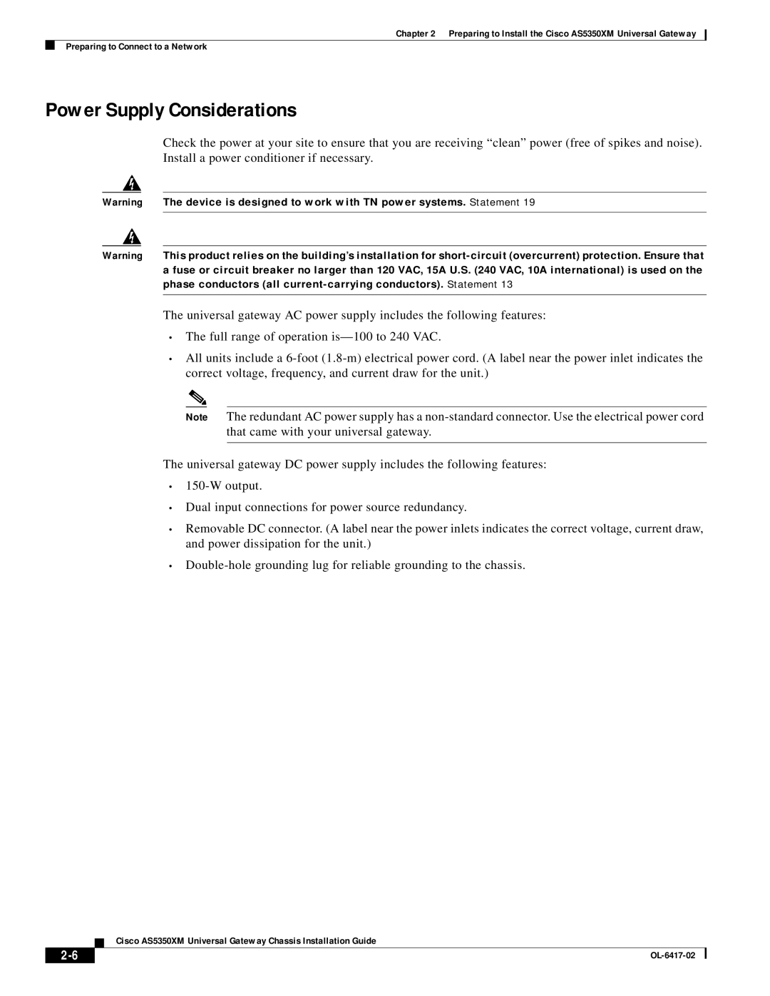 Cisco Systems AS5350XM manual Power Supply Considerations 