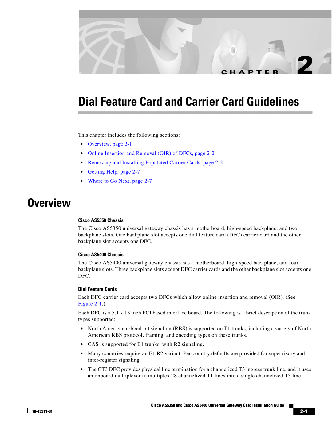 Cisco Systems AS5350 Dial Feature Card and Carrier Card Guidelines, Overview, Getting Help, page Where to Go Next, page 