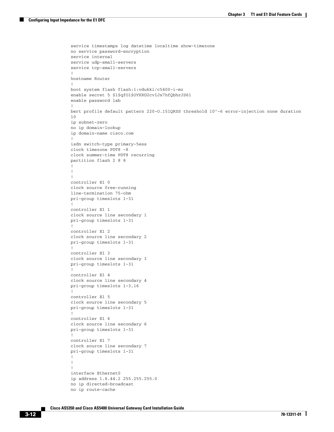 Cisco Systems AS5400, AS5350 manual Hostname Router 