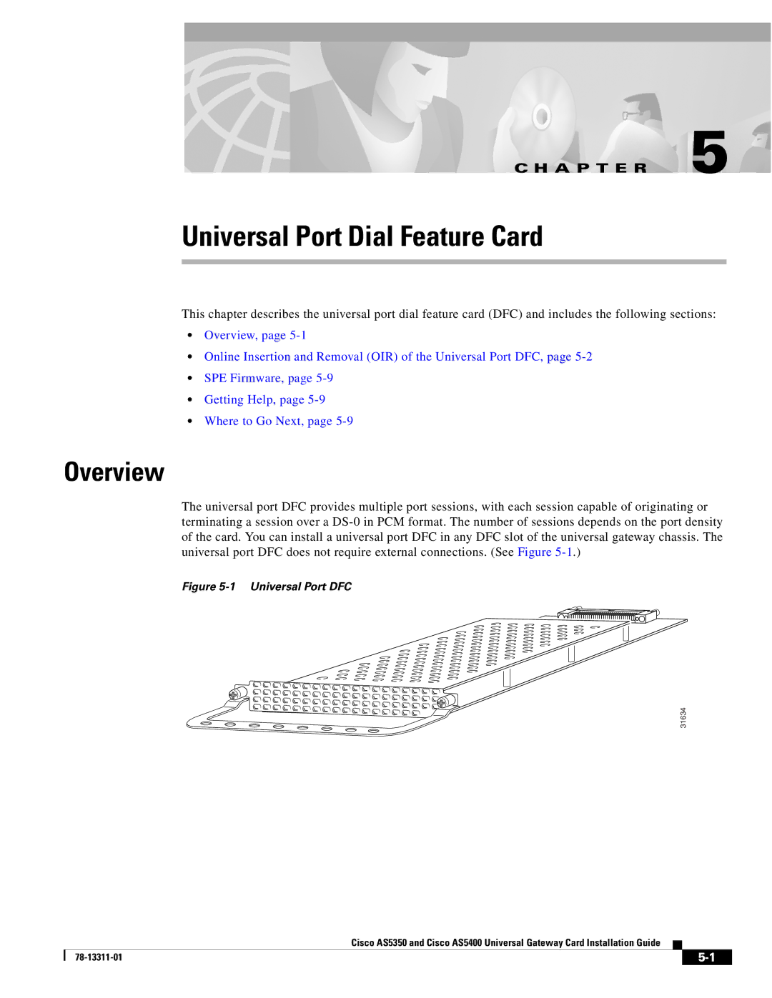 Cisco Systems AS5350, AS5400 manual Universal Port Dial Feature Card 