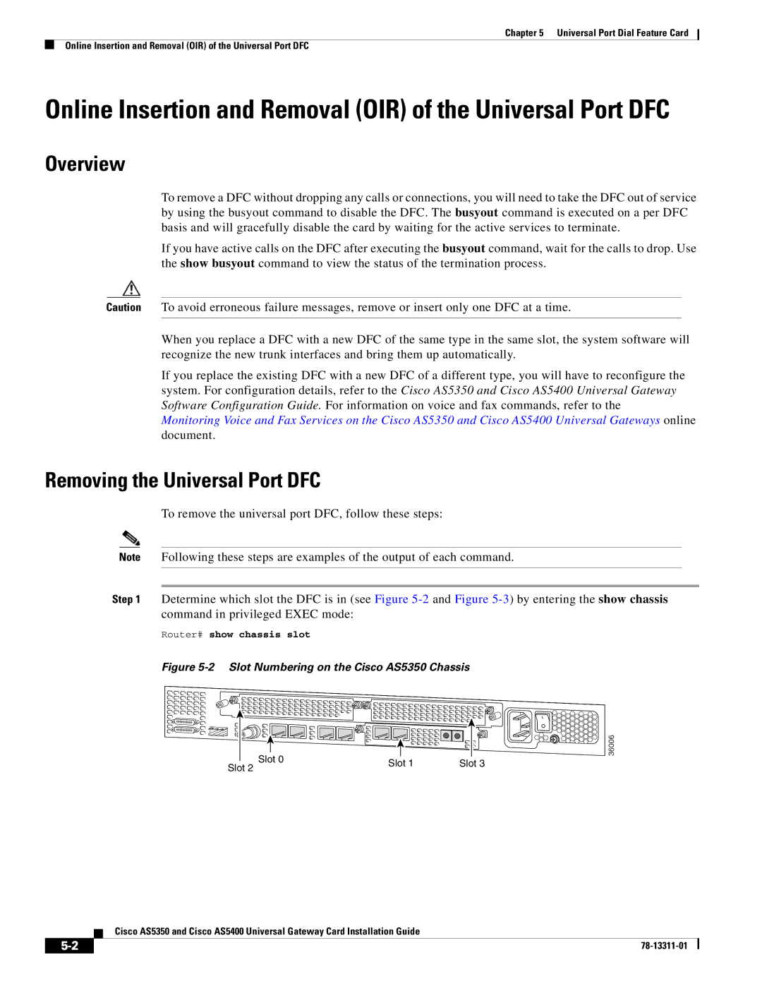 Cisco Systems AS5400, AS5350 Online Insertion and Removal OIR of the Universal Port DFC, Removing the Universal Port DFC 