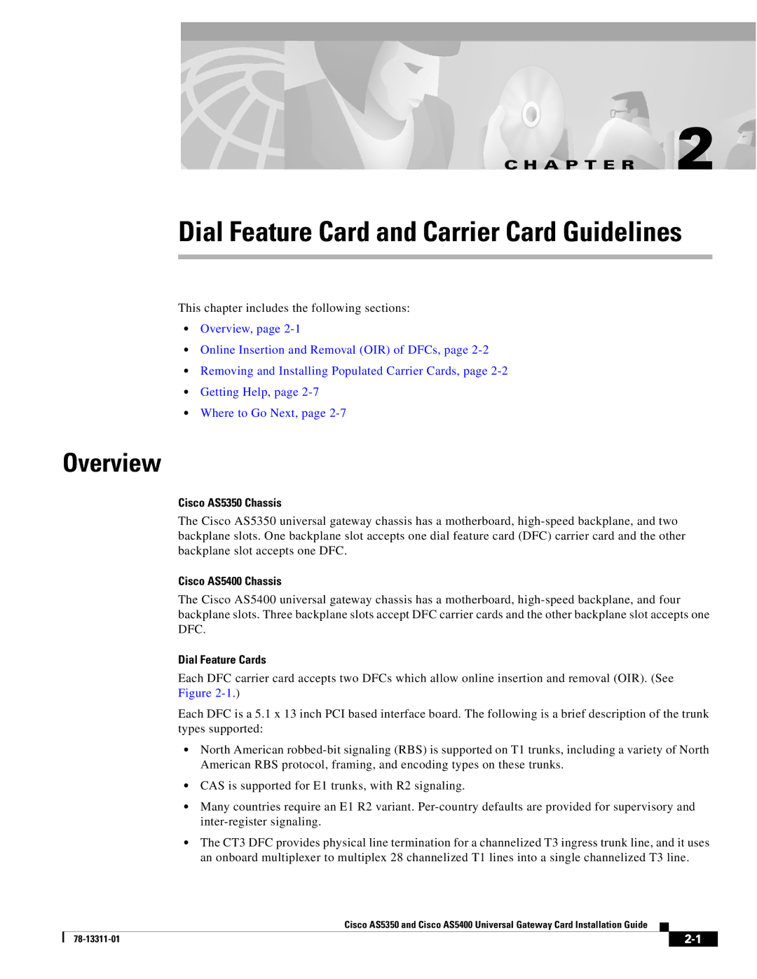 Cisco Systems manual Dial Feature Card and Carrier Card Guidelines, Overview, Cisco AS5350 Chassis, Cisco AS5400 Chassis 