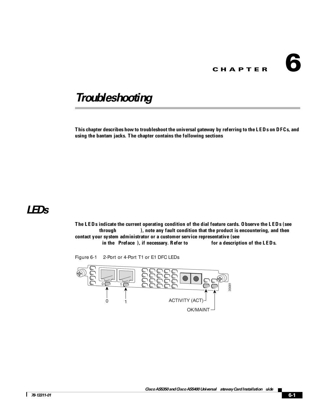 Cisco Systems AS5400 manual Troubleshooting, LEDs 